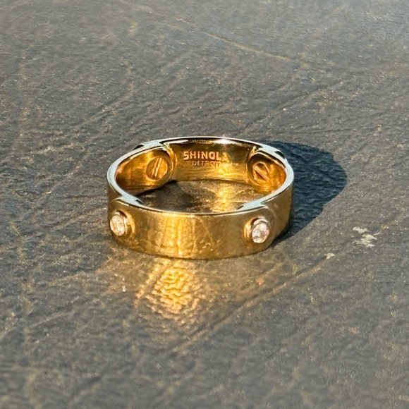 Shinola Gold and Diamond Rivet Ring - Picture 9 of 10